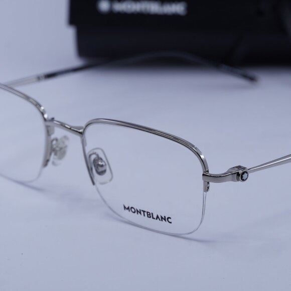 Montblanc MB0131O 001 Rectangle Eyeglasses 52mm – Silver/Black - Picture 2 of 10
